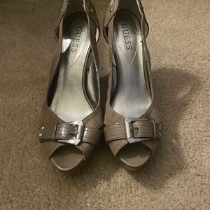 Taupe Guess Peep toe Heels